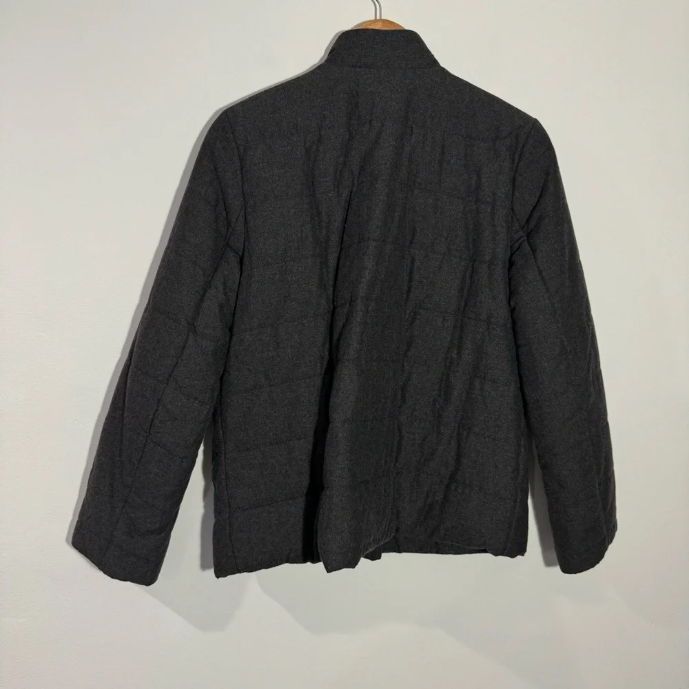NWT J Jill Charcoal Gray Quilted Puffer‎ Jacket Coat Zip Pockets Small Modern